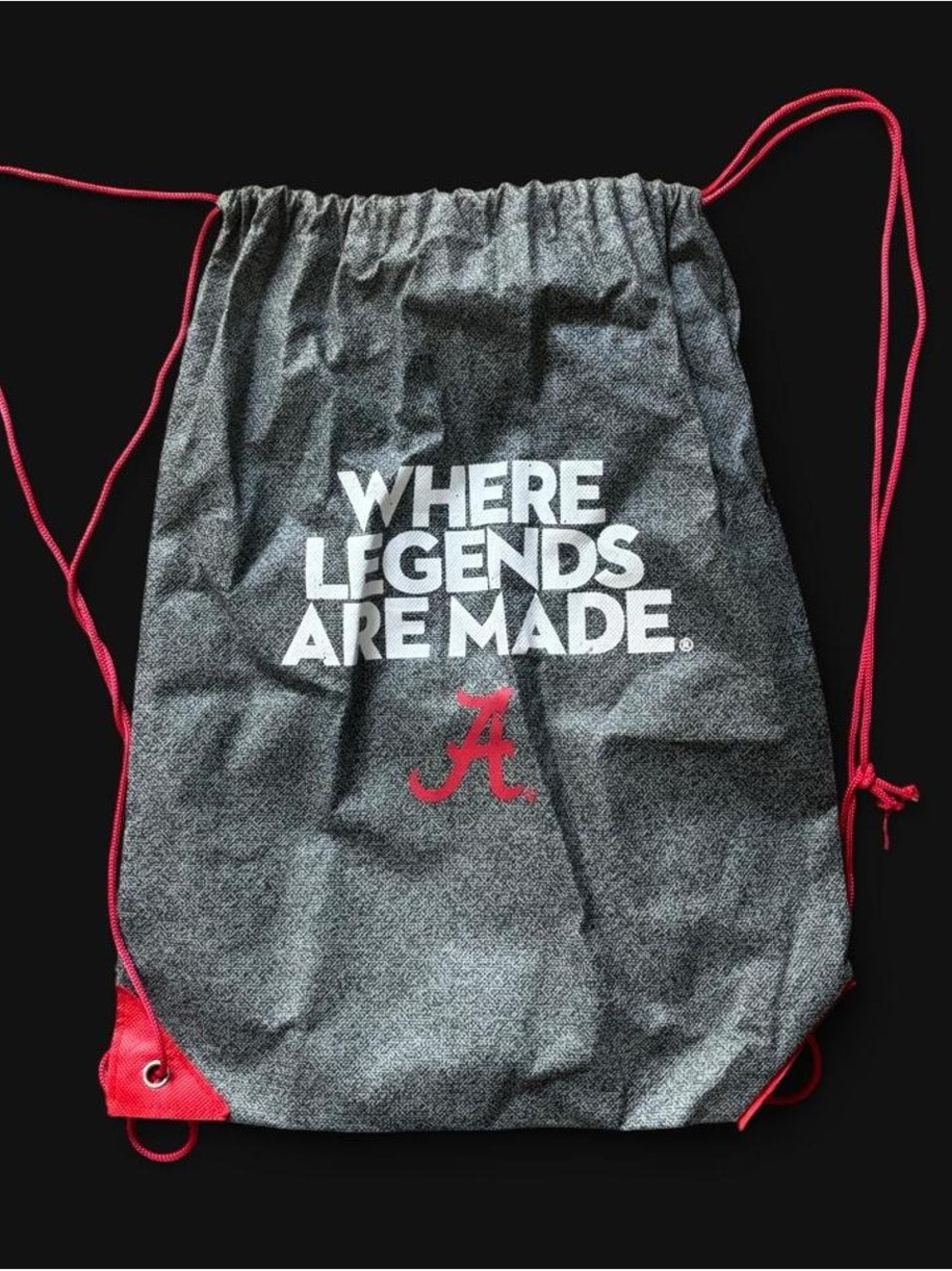 Alabama Crimson Gray Drawstring Gym Bag with Red Accents